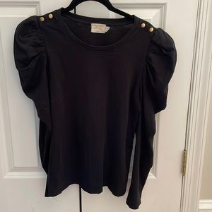 Nation Ltd puffed sleeve black with gold buttons size medium